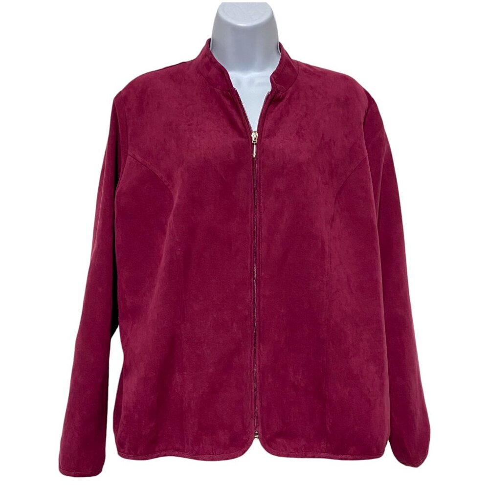 Studio Works-Women's Large Mauve Lined Zipper Jacket Long Sleeve-Polyester